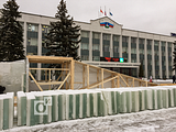 Строительство ледяной горки на центральной площади Одинцово