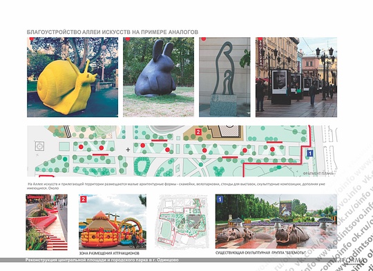 Благоустройство аллеи искусств на примере аналогов, Реконструкция центральной площади и городского парка в г. Одинцово