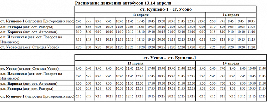 Расписание автобусов усово одинцово