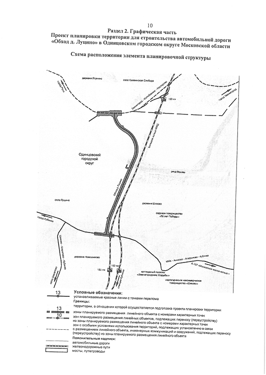 Графическая часть: проект планировки территории для строительства автодороги «Обход д. Луцино», В Одинцовском округе построят новую автомобильную дорогу