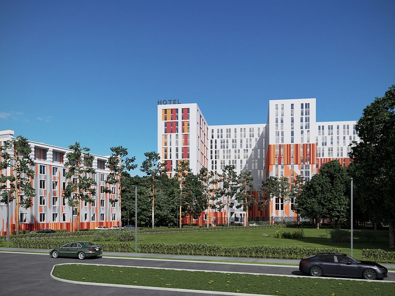 Комплекс апартаментов, визуализация, В Новоивановском вместо гостиницы строят комплекс апартаментов