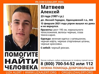 В Одинцовском округе разыскивают 23-летнего Алексея Матвеева