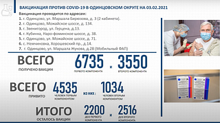 Вакцинация от коронавируса в Одинцовском округе, данные на 3 февраля