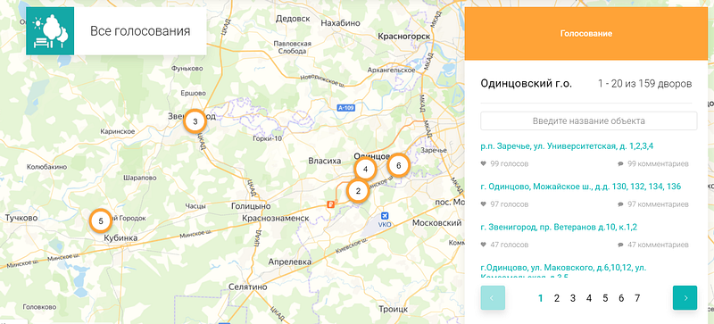 Интерактивная карта «Добродела»: голосование по благоустройству дворов на 2022 год, Июль