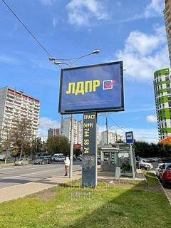 Агитация ЛДПР возле автобусной остановки