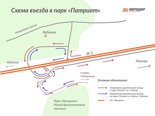 Схема въезда в «Патриот» при движении со стороны Кубинки