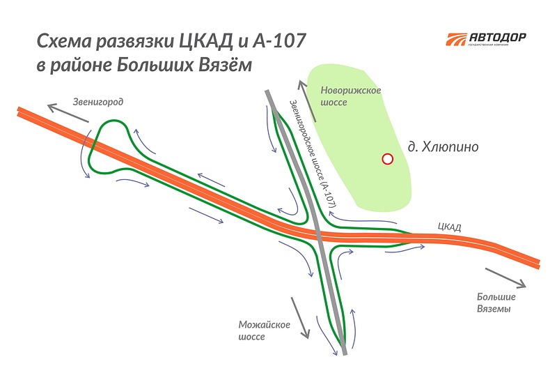 Утверждён проект развязки на пересечении ЦКАД и А-107 в Одинцовском округе