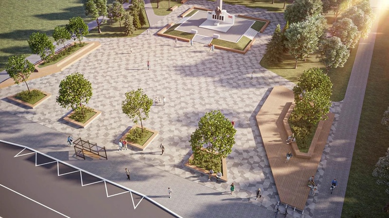 Визуализация проекта, В Кубинке благоустроят сквер с памятником «Павшим за Родину»