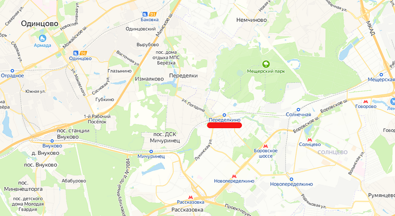 Станция «Переделкино» на карте, После реконструкции открыта станция «Переделкино» Киевского направления