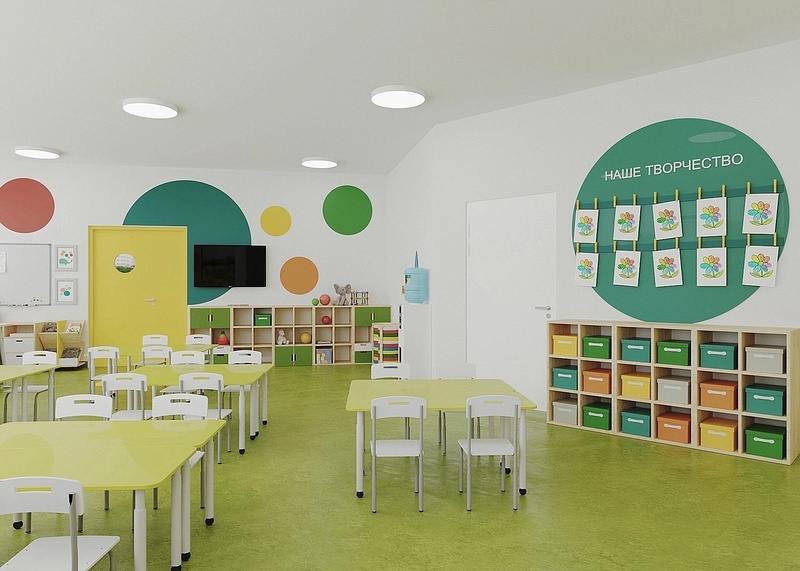 Одно из помещений в детском саду, В ЖК «Инновация» открыли новый детский сад. Он построен за бюджетные деньги
