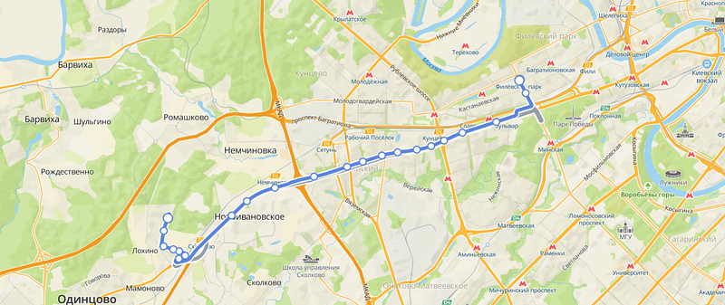 Схема маршрута № 139 «Новая Трёхгорка — метро Филёвский парк», Трёхгорку лишили автобусного маршрута до Москвы. В областном Минтрансе назвали это «оптимизацией»