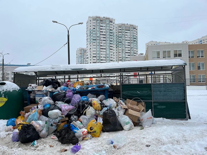 Навалы мусора на контейнерной площадке в Новой Трёхгорке, «Резерва у регоператора пока нет. Сход одной машины приводит к завалу целого микрорайона»