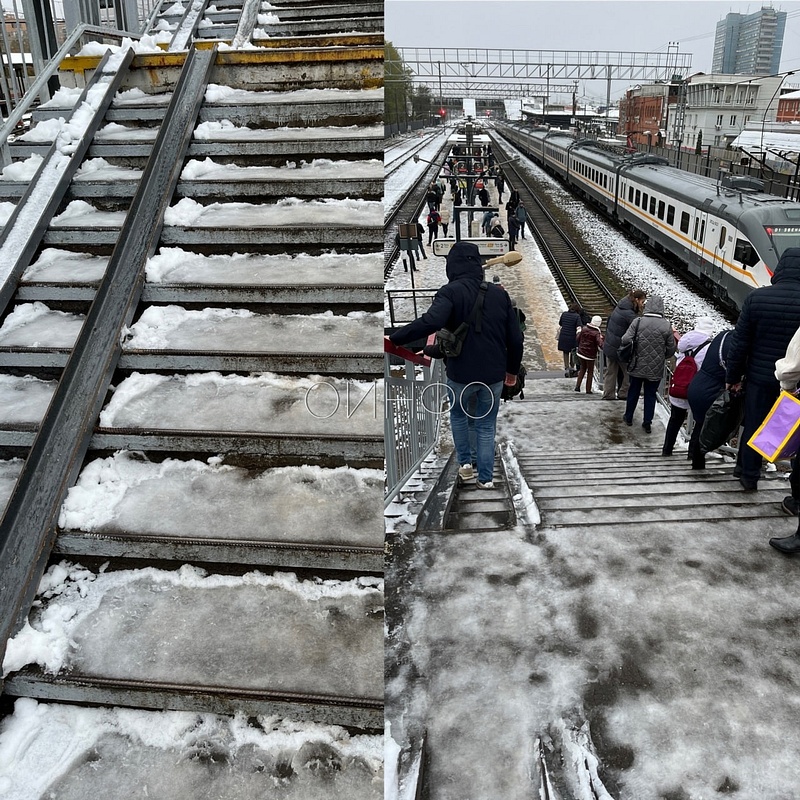 Мост на ж/д станции «Одинцово» утром 15 октября, Октябрь