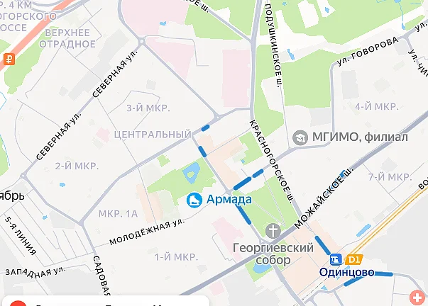 Платные уличные парковки на карте Одинцово, Сентябрь