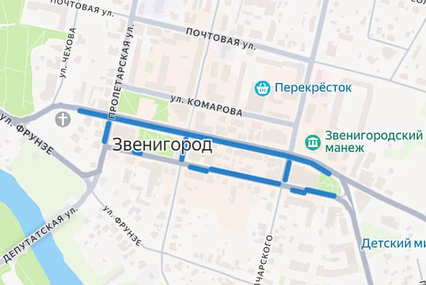 Платные уличные парковки на карте Звенигорода, Сентябрь