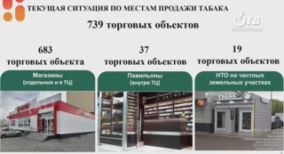 Количество торговых объектов Одинцовского округа, в которых продают табачную продукцию