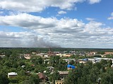 Пожар на мусорном полигоне в Часцах, вид со стороны Голицыно