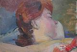 АртёмовА. Н. ЭТЮД. СПЯЩАЯ ДЕВУШКА.1961г./к. м.23×34,5/